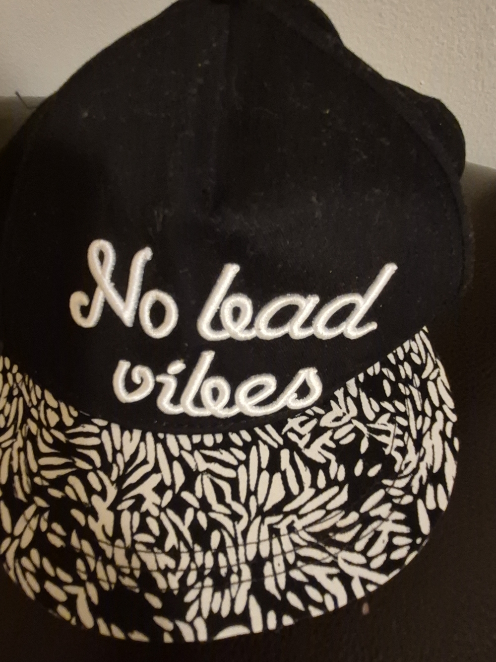 No Bad Vibes Black & White Snapback Hat